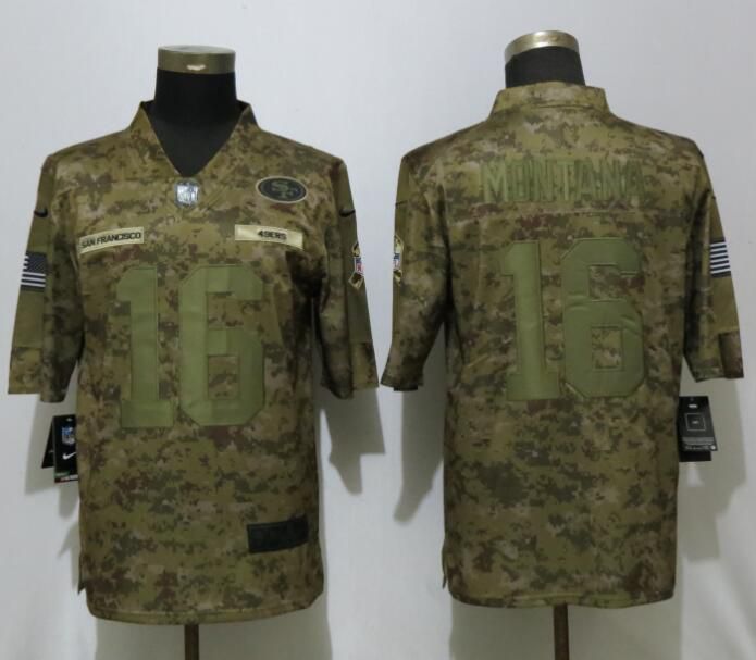 Men San Francisco 49ers #16 Montana Nike Camo Salute to Service Limited NFL Jerseys